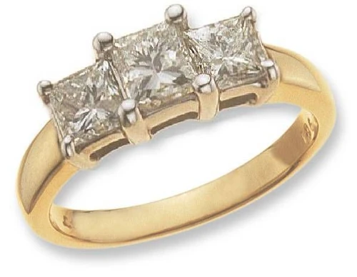 Three Stone Princess Cut 1.5 Carat Laboratory Grown Diamond Alternative Cubic Zirconia Zirconia Anniversary Engagement Ring