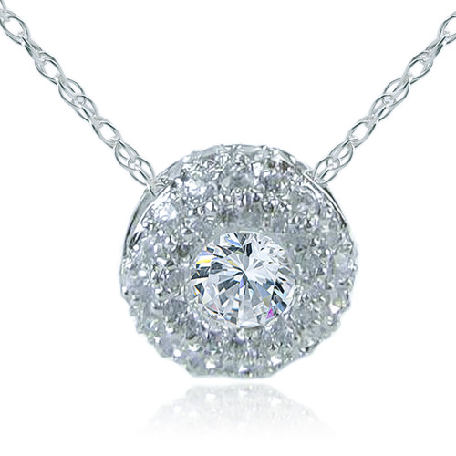 Pave Carat Round Cubic Zirconia Bezel Set Pendant