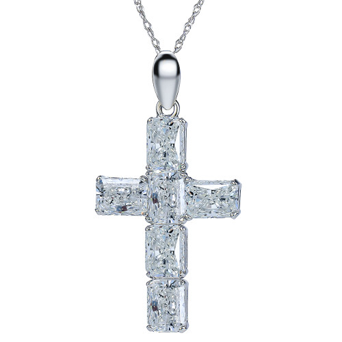 Arista Emerald Radiant Cut Cubic Zirconia Cross Pendant