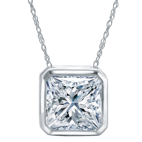 Octamond Carat Bezel Set Cubic Zirconia Octagonal Solitaire Pendant
