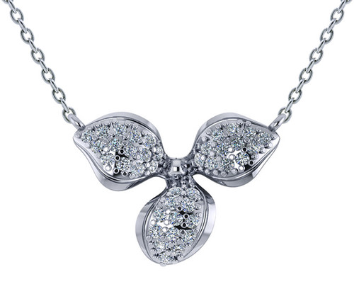 Flower Petal Pave Set Cubic Zirconia Pendant Necklace