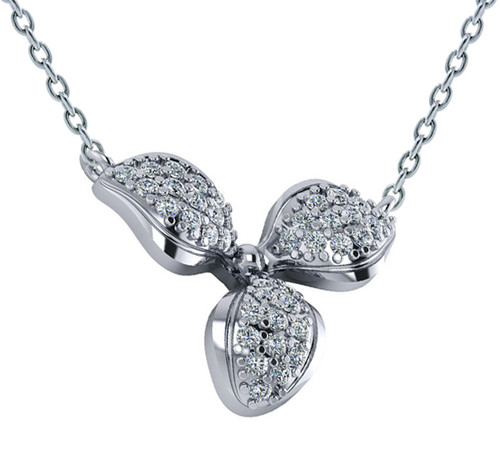 Flower Petal Pave Set Cubic Zirconia Pendant Necklace