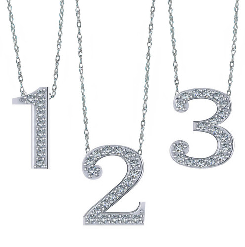 ネックレス・ペンダント Numbering Mini Triangle N-dia Pendant Necklace #2705 5BNY059 Engravable Numbers Pendant (1 Line) | Zales