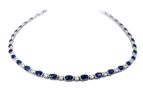 18CT GOLD TANZANITE & DIAMOND NECKLACE