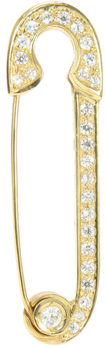Safety Pin Pave Set Round Pendant with laboratory grown diamond alternative cubic zirconia.
