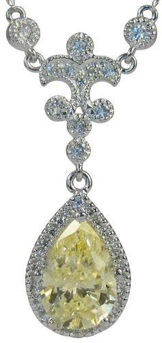 Embassy 3 Carat Pear Cubic Zirconia Drop Necklace with lab grown diamond simulant cubic zirconia in 14k white gold.