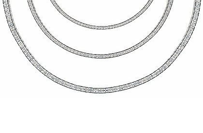 Princessa Princess Cut Semi Bezel Set Tennis Necklace with lab grown diamond alternative cubic zirconia in 14k white gold.