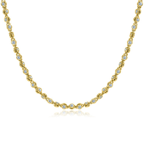 Bezel Set 5mm Each Round Cubic Zirconia Tennis Necklace