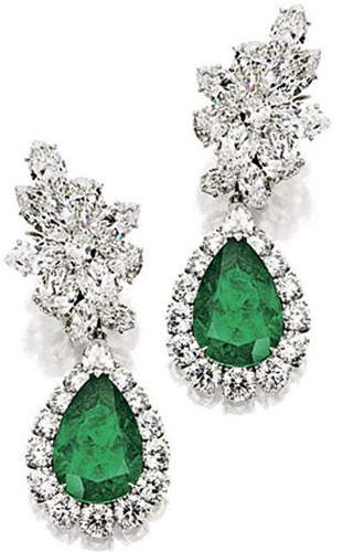 Pear 6 carat lab grown diamond simulant cubic zirconia halo cluster earrings in 14k white gold.