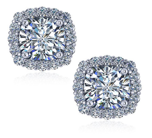 Cushion-Cut Aquamarine and Diamond Halo Stud Earrings – Park City Jewelers