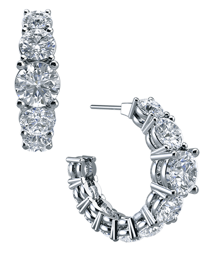 Small Silver Cubic Zirconia Pavé Hoop Earrings | Classy Women Collection