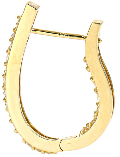 Burberri pave lab grown diamond alternative cubic zirconia hoop earrings in 14k yellow gold.