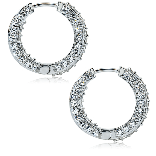 Paris pave laboratory grown diamond look cubic zirconia hoop earrings in 14k white gold.