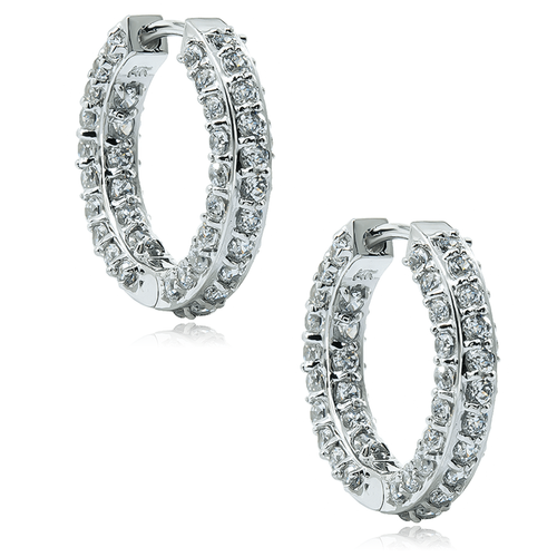 Paris Pave Mid-Size Hoop Earrings with laboratory grown diamond look cubic zirconia in 14k white gold.