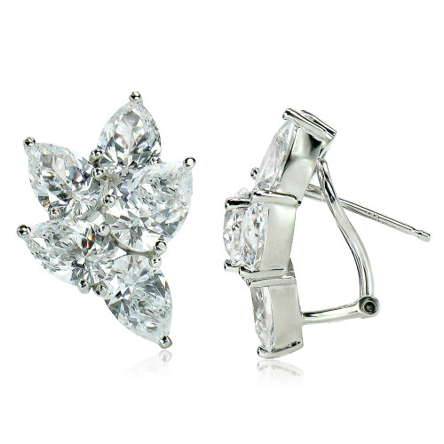 Pearis laboratory grown diamond simulant cubic zirconia pear cluster earrings in 14k white gold.