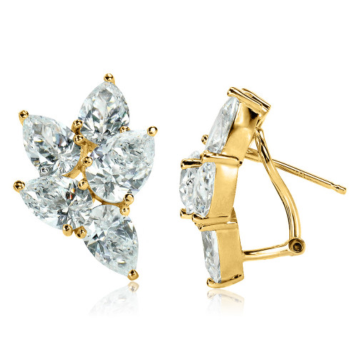 Pearis laboratory grown diamond simulant cubic zirconia pear cluster earrings in 14k yellow gold.