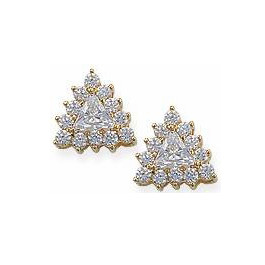 75 Carat Each Trillion Cubic Zirconia Cluster Stud Earrings