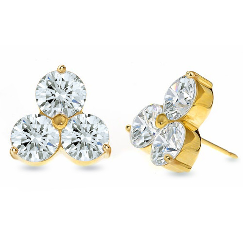 Chloe Triple Carat Cubic Zirconia Round Shared Prong Set Stud