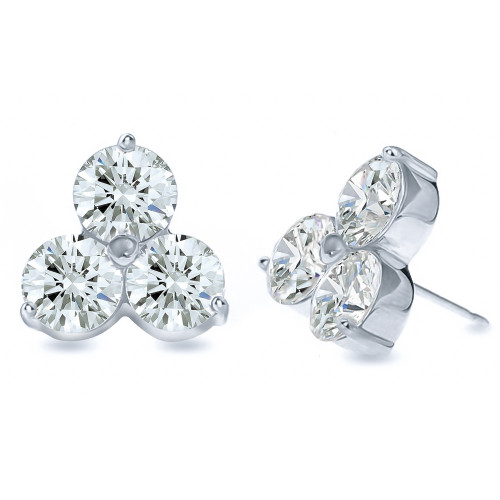 Chloe Triple Carat Cubic Zirconia Round Shared Prong Set Stud
