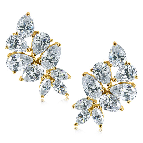 Winston Pear Marquise Cubic Zirconia Cluster Stud Earrings
