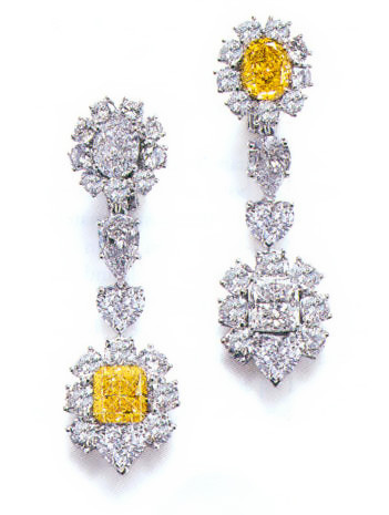 Nadia oval lab grown diamond look cubic zirconia halo cluster drop earrings in 14k white gold.
