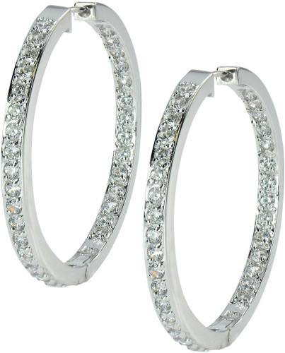 Cubic zirconia big sales hoop earrings