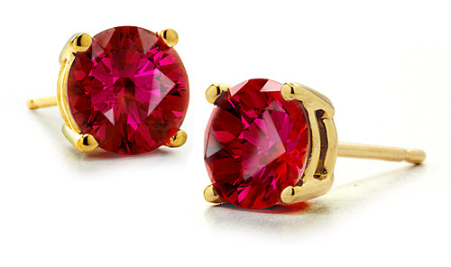 Ruby Gold Polish Diamond Stud Earrings For Daily Use