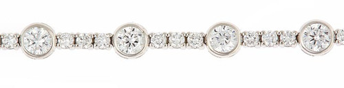 Bessa .50 Carat Round Alternating Bracelet with lab grown diamond alternative cubic zirconia in 14k white gold.