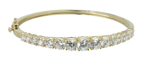 Greta Graduated Round Bangle Bracelet Small with lab grown diamond quality cubic zirconia in 14k yellow gold.