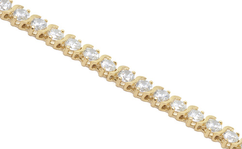 S Link Round Tennis Bracelet with lab grown diamond alternative cubic zirconia in 14k yellow gold.