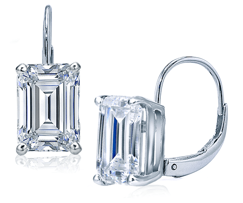 Amazon.com: Sterling Silver Cubic Zirconia Emerald cut Studs Earrings 2  carat/pair: Clothing, Shoes & Jewelry