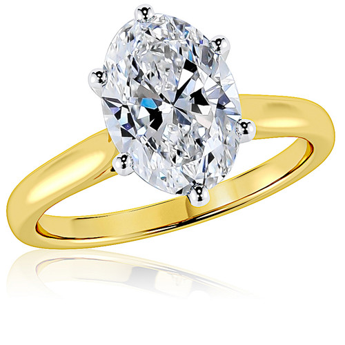 Oval Cubic Zirconia Cathedral Solitaire Engagement Ring