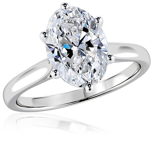 Solitaire Engagement Tiffany Setting Oval Diamond Oval Cubic