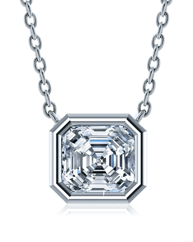 Asscher Cut Bezel Set Cubic Zirconia Solitaire Pendant