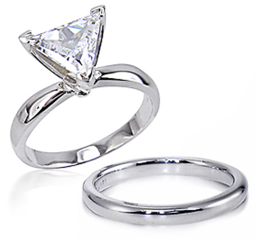 Platinum 9.5mm round CZ solitaire engagement ring estate with