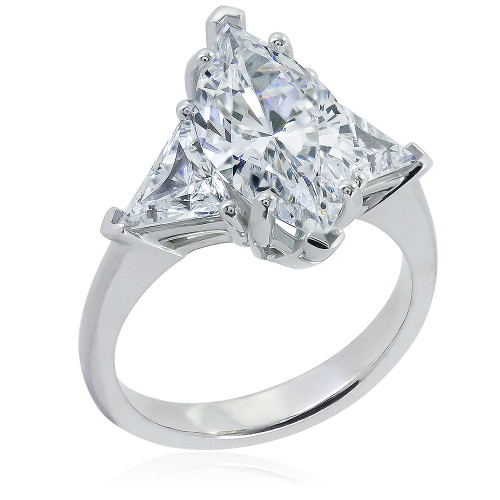 Marquise with Trillions Three Stone Cubic Zirconia Engagement Ring