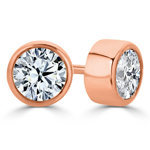 14kt Gold .47 Carat Cubic Zirconia Solitaire Stud Earrings