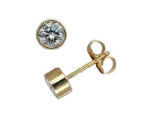 Round Bezel Set Cubic Zirconia Stud Earrings Round Bezel Set Cubic Zirconia Stud Earrings