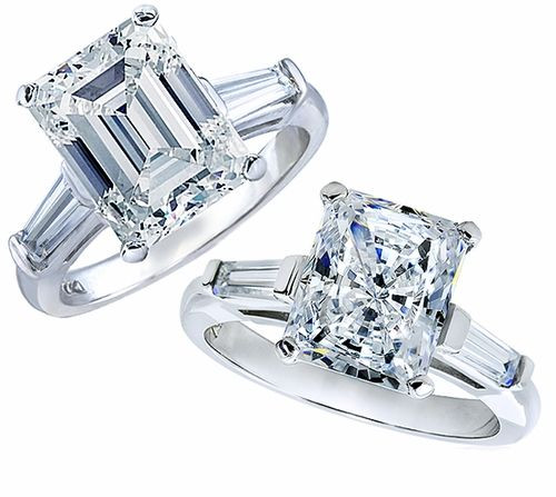 Emerald cut cz engagement shop rings