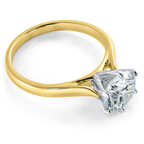 Round Cubic Zirconia Cathedral Solitaire Engagement Ring