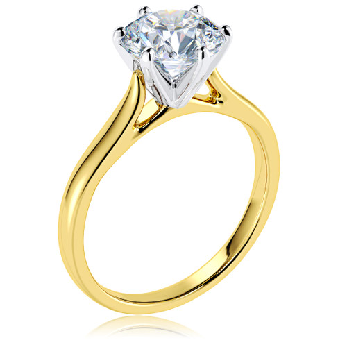 Round Cubic Zirconia Cathedral Solitaire Engagement Ring