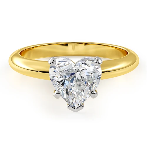Heart shape lab created diamond look cubic zirconia classic solitaire engagement ring in 14k white gold.