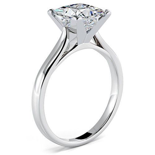 Princess Cut Cubic Zirconia Cathedral Solitaire Engagement Ring