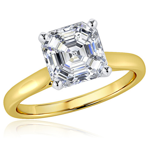 Asscher Cut Cubic Zirconia Cathedral Solitaire Engagement Ring