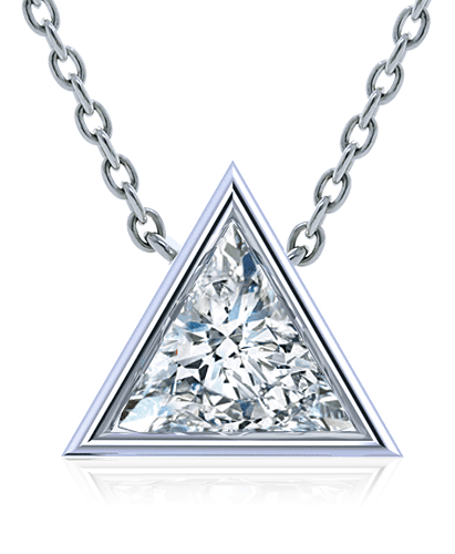 1 CARAT SHIELD SHAPE NATURAL DIAMOND NECKLACE FANCY CHAMPAGNE TRIANGLE  PENDANT