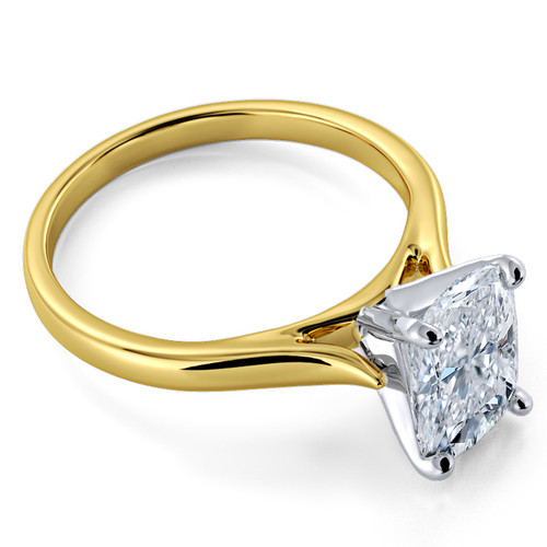 Elongated Cushion Cut Cubic Zirconia Cathedral Solitaire
