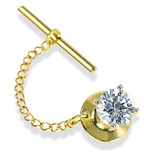 Classic .75 Carat Round Cubic Zirconia Tie Tack | Ziamond Lab Grown Diamond Simulants