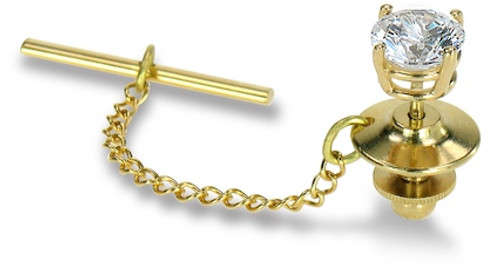 Classic .50 Carat Round Cubic Zirconia Tie Tack