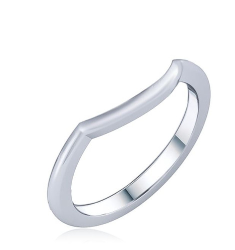 Contoured matching band in 14k white gold.