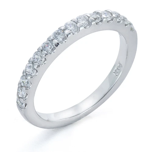 Matching wedding band with lab grown diamond quality cubic zirconia available in 14k gold, 18k gold or platinum.